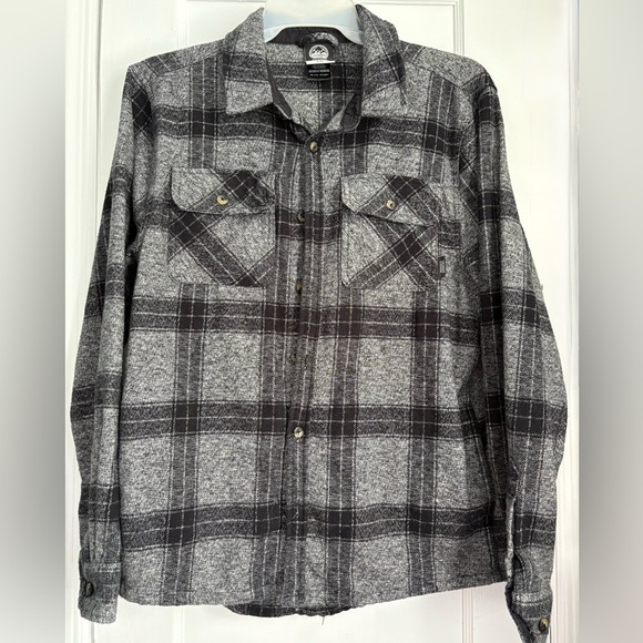 Colorado Clothing Men’s Plaid Flannel Button Up Gray- Black Shirt Sz: Large - Picture 1 of 12